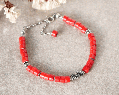 Bransoletka z czerwonym Koralem Oxy-Mini - II w srebrze