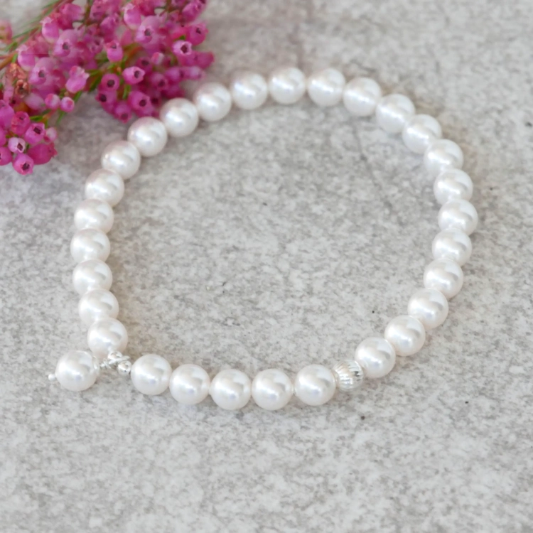 Bransoletka z pereł Swarovski Colors of Pearl - White w srebrze
