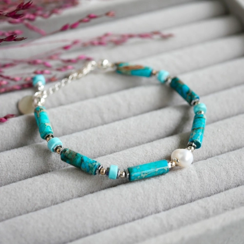 Bransoletka z Jaspisów Laguna Blue w srebrze