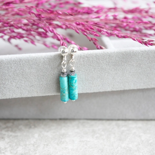 Wiszące kolczyki z jaspisów Laguna Blue w srebrze