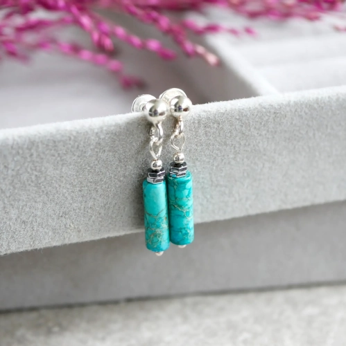 Kolczyki wiszące z jaspisów Laguna Blue w srebrze