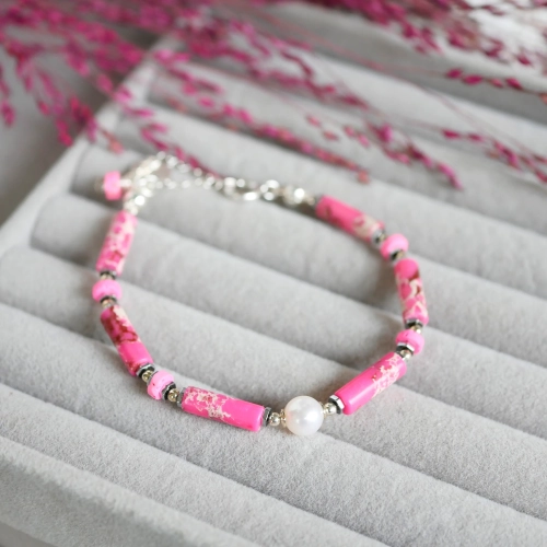 Bransoletka z Jaspisów Raspberry Glow w srebrze