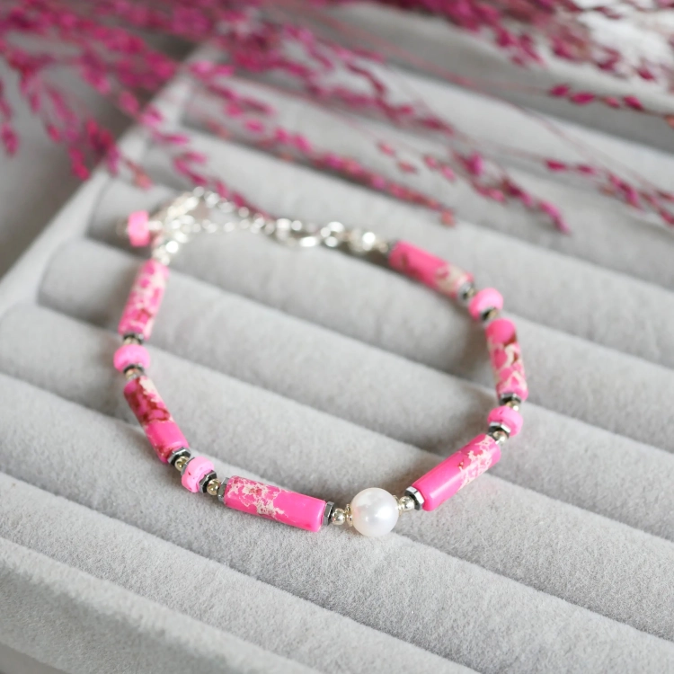 Bransoletka z Jaspisów Raspberry Glow w srebrze