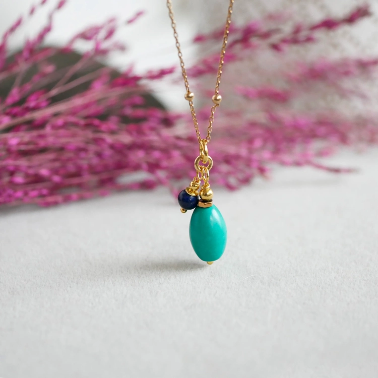 Naszyjnik z turkusem i lapisem Blue Balance w srebrze 925