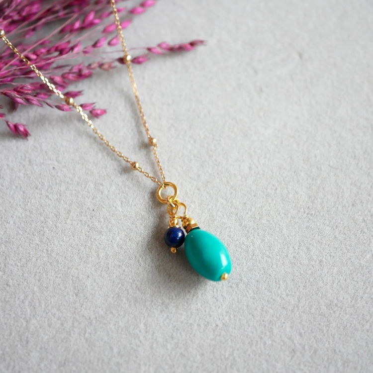 Naszyjnik z turkusem i lapisem Blue Balance w srebrze 925