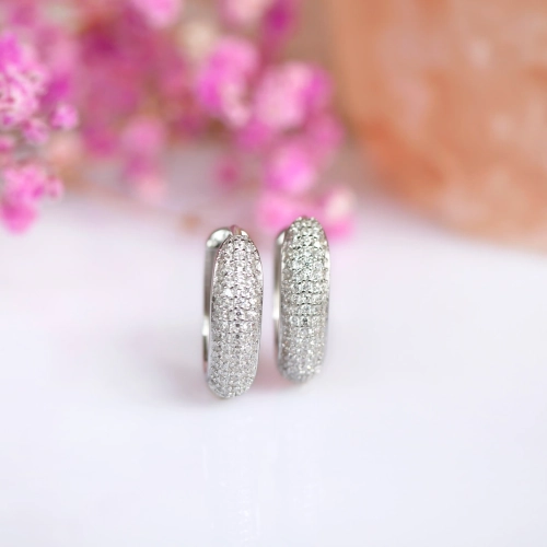 Kolczyki LUMIÈRE Triple Pavé w srebrze