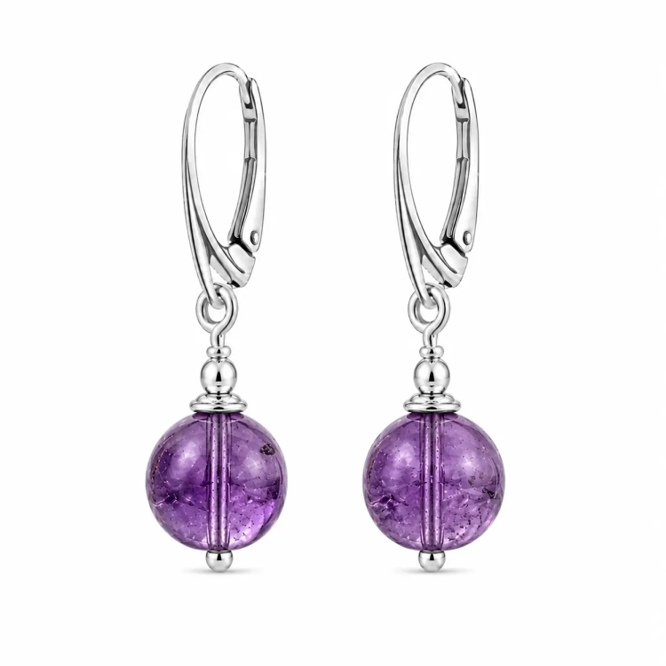 isilver - kolczyki MINI  bigle angielskie - ametyst.webp