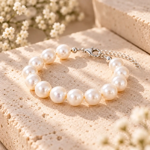 Bransoletka z białych pereł seashell Magnetic White Pearl z regulacją
