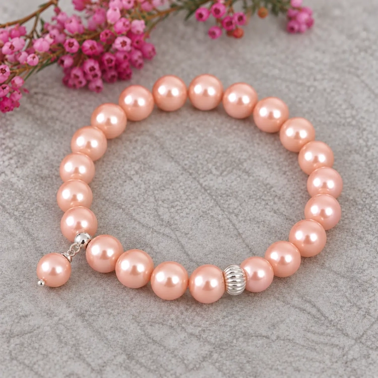 Bransoletka z pereł Swarovski Colors of Pearl 8 mm - Rose Peach