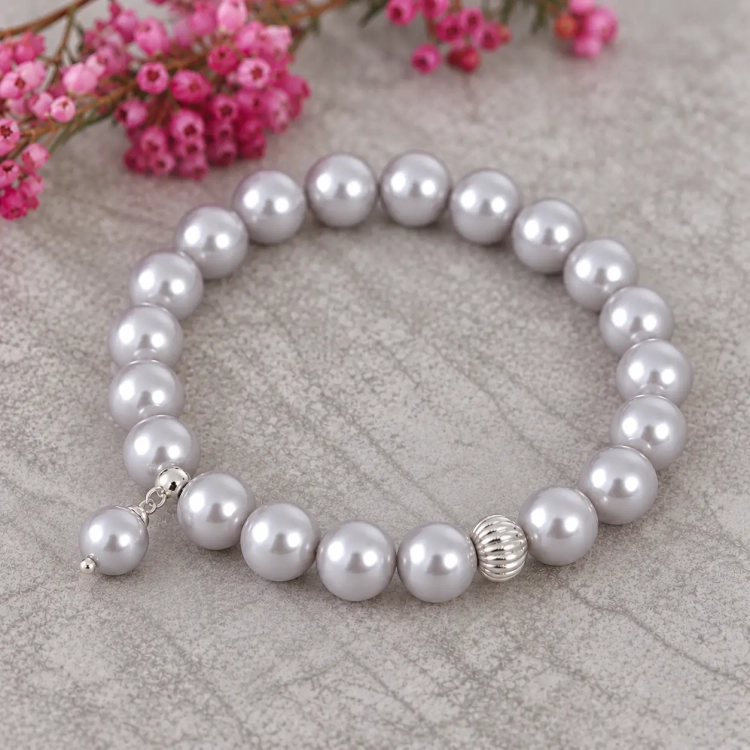 Bransoletka z pereł Swarovski Colors of Pearl 8mm - Pastel Grey