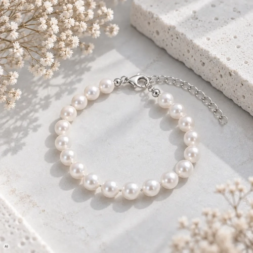 Bransoletka z pereł seashell Classic White Pearl - 6 mm